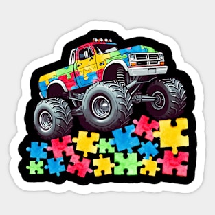 Kids Monster Truck Puzzles Cute Kids Autism Awareness Sticker